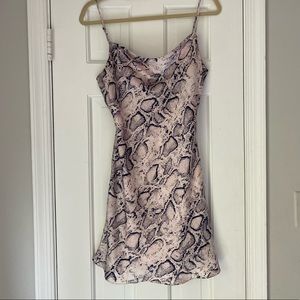 Satin Snake Print Mini Dress